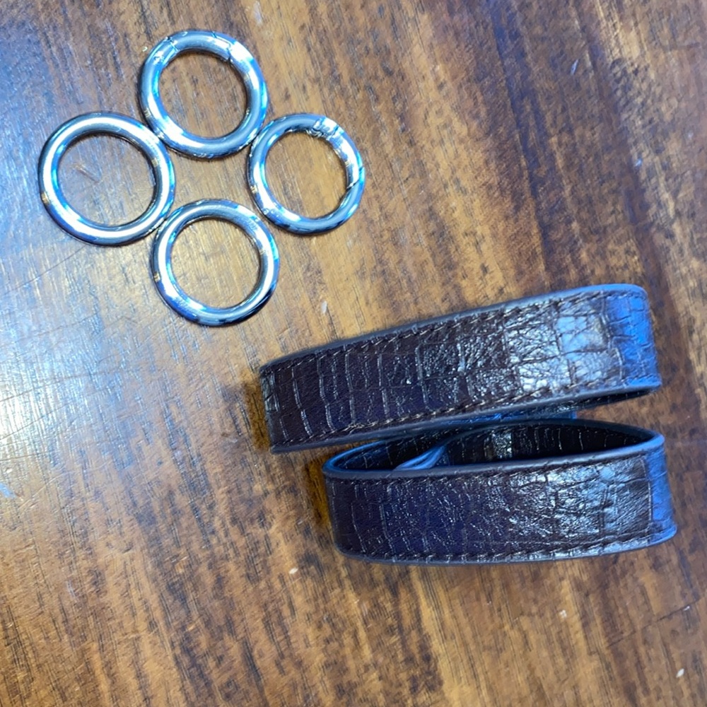 Miche straps, new brown croc, 13”, with 4 silver carabiners